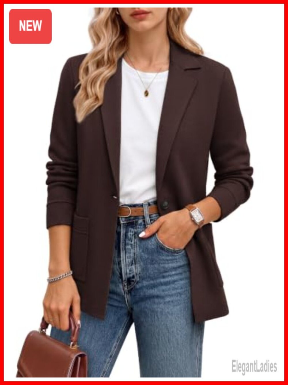 Wool Blend Sweater Blazer Notched Lapel Single Button Business Casual